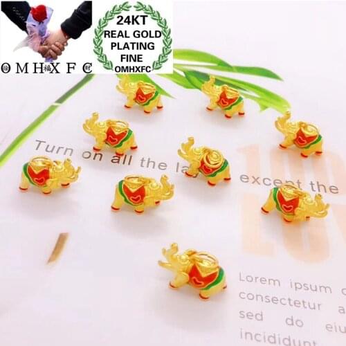 OMHXFC Wholesale YM31 European Fashion Woman Girl Party Birthday Wedding Gift Elephant DIY Accessories 24KT Gold Pendant Charm