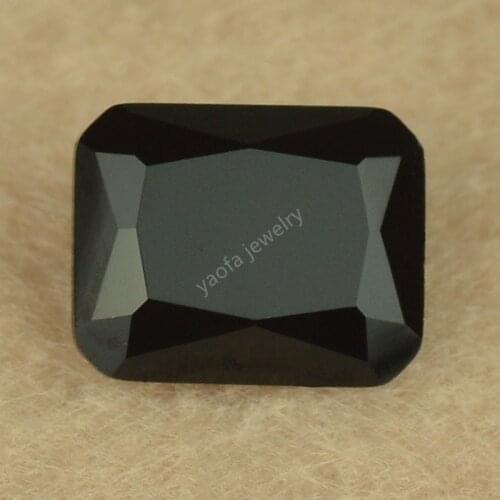 Wholesale 3x5~13x18mm Rectangle Octangle Shape Glass Gems 5A+ Black Color Loose Synthetic Glass Stone For Jewelry Ring Noodle