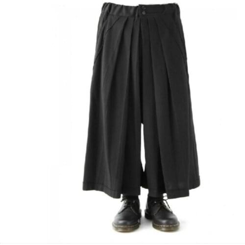27-44 Original Plus Size Pants Skirts Mens Casual Pants Wide-leg Pants Culottes Super Loose Wrinkles Ankle-length Pants Costume
