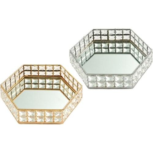 Makeup Tray Iron Vanity Cosmetic Organizer Tray Cake Dessert Display Dresser Bathroom Home Decoration