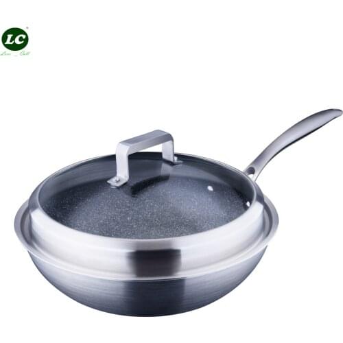 Cooking wok 3-layer-steel Frying pot Non-stick Cooker Cooking Wok 304 stainless steel pot Kitchen Pot Cooking Pots