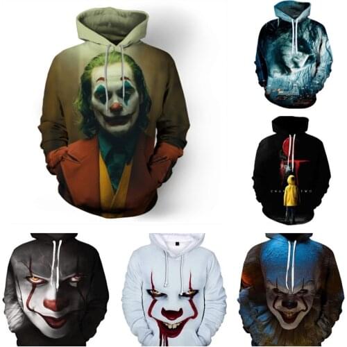 Joker Cosplay jacket 3D printed Pullover oversized mens casual sweater Street dress Hooded Sweatshirt