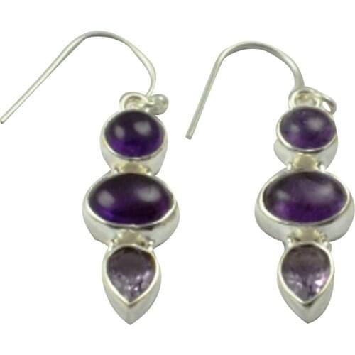 LoveGem Genuine Amethyst EARRINGS 925 Sterling Silver, 38.2mm, AE2314