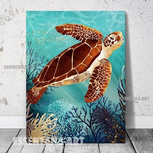 Nordic Abstract Sea turtle Art design Canvas Wall Art Painting Decor Bedroom study Living kid Room Home Decoration Prints