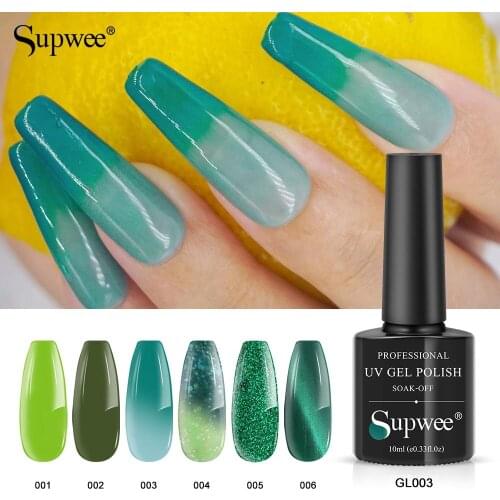 SUPWEE 10ML 2 In 1 Thermal Nail Gel Polish Soak Off Semi Permanent Temperature Color Changing Gel Nail Art Mood Thermo Chameleon
