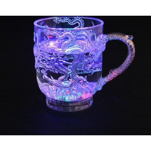 Plastic Glowing Glass Wine Beer Cup Dragon LED Mug Led Tumbler Rainbow Color Flashing Light Drop Shipping creative Gift