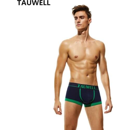 TAUWELL Mens Underwear Boyshort Solid Color Cotton U-pouch Bag Push Up Sexy Low Waist Breathable Pants Boxers