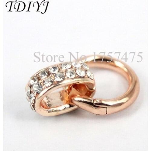 TDIYJ High Quality Rose Gold Crystal Spring Clasp for Stainless Steel Floating Locket Pendants Jewelry Findings 10pcs/lot