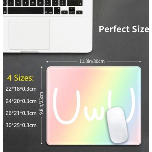 Uwu Pastel Rainbow Mouse Pad DIY Print Uwu Kawaii Face Sugoi Pink Rainbow Pastel Japanese Cute
