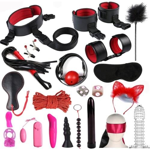 G Spot Dildo Vibrator Anal Plug Bondage Set Sex Toys For Women Whip Handcuffs Nipple Gag Pump For Sex Bdsm Exotic Adult Games