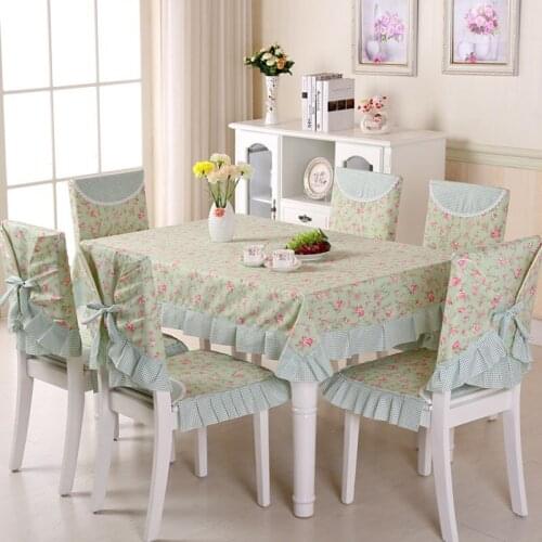 Green Printed Dining Table Cloth Chair Cover Set Home Decor Multi-size Rectangle Tablecloth Dustproof Cover Seat Chair Mats J