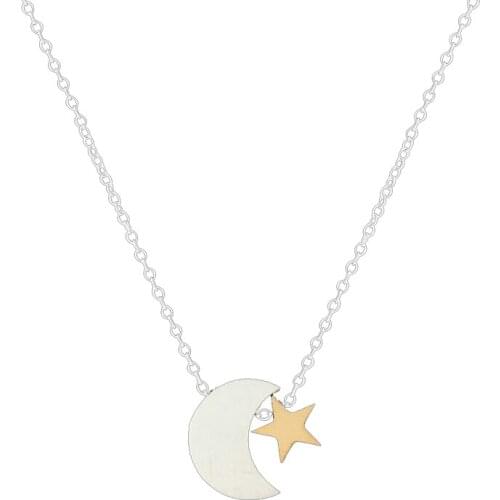Wholesale Cute Small Moon Star Pendant Necklace for Women Gold Color Chain Choker Necklace Bohemia Collar Jewelry Christmas Gift