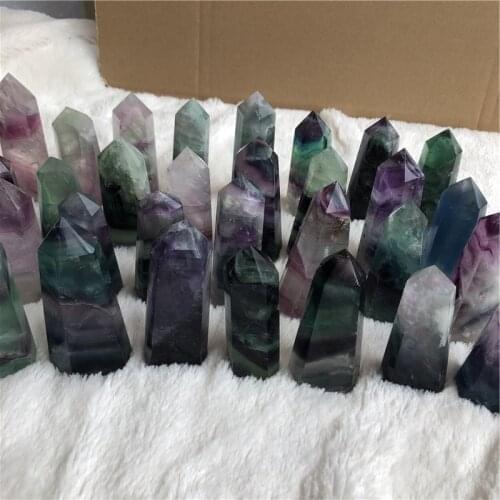 1KG Natural green purple transparent fluorite points polished healing Wholesales Free Shipping