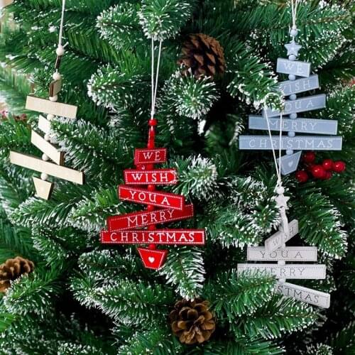 1PCS Christmas Letter Wooden Pendants Ornaments Xmas Tree Ornament Wood Crafts for Home Wall Christmas Party Decoration Navidad