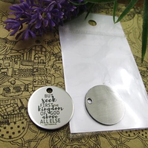 20pcs--"But seek first the kingdom of god above all else"stainless steel charms more style for choosing DIY Charms from Bible
