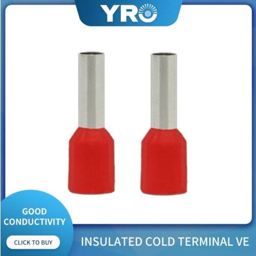 1000 pieces/packet VE 2508 copper insulated cold pressed round terminal wire connector