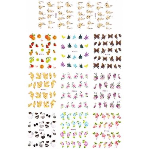 11 PACKS / LOT 3D SIMULATION FLOWER PANSY ROSE BUD ORCHID PEONY VIOLET HEART SELF-ADHESIVE NAIL TATTOOS STICKER E012-022