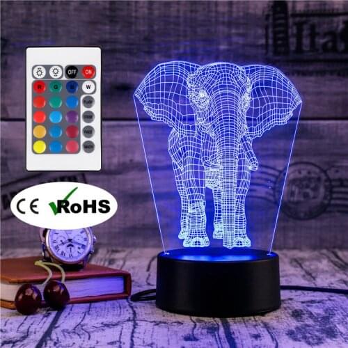 3D Led Novety Lighting Creative Gift Night Light Table Lamp Elephant Light Led Home Corridor Hotel Party Atmosphere Lights