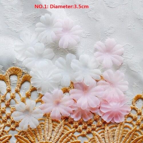 40Pcs/Lot Pink Off white patch organza applique lace fabric Wedding dress DIY bride hair veil clothes decoration flowers