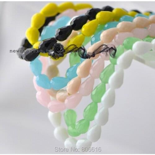 8*11MM 174Pcs/Pack 6 Colors Jelly Tone Water Drop Glass Crystal Strand Jewelry Beads