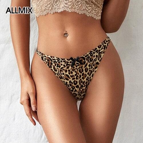 ALLMIX Sexy Women Leopard Panties Underwear Seamless Thongs Low Waist Womans G-String Comfort Underpants Lady Lingerie Tanga