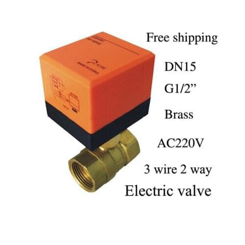 Free shipping Brass Mini Electric Ball Valve Central air conditioning/Running water/Water vapor/heat gas Electric valve AC220V