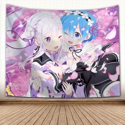 ReZERO Starting Life in Another World Tapestry Psychedelic Decorative Carpet Wall Fabric Living Bedroom Tapestries Accessories