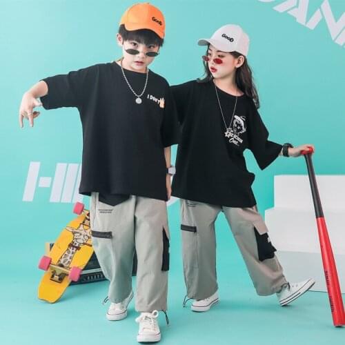 Kids Jazz Dance Clothes Ballroom Dancing Costume Casual Short Shirt Hip Hop Clothing for Girls Boys Sweatshirt Tops Jogger Pants