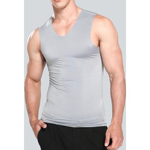 Men Casual Gym Muscle Sleeveless Tank Top Bodybuilding Sport Fitness Vest Bodybuilding Singlet Sports Running Vest Top Ice Silk