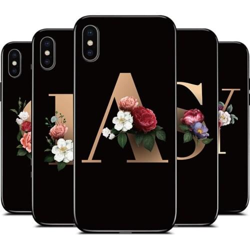 For OPPO Reno 4 5G 3 pro 4G 2 2Z 10X zoom Cover Floral black letter 26 Painted Soft Silicon TPU protection Phone case Coque