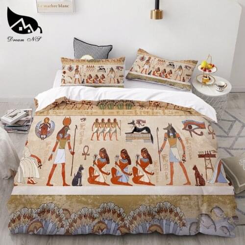 Dream NS 3Pcs Egyptian Cover Set Ancient Egypt Civilization Textiles Set Queen Bedclothes Duvet Cover Pillowcase Bedding Sets