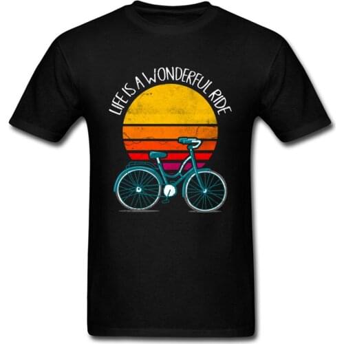 LIFE IS A WONDERFUL RIDE T Shirt Moto Biker T-shirt Men Cool Vintage Design Bicycle Tshirts Hip Hop Tops Tees Cotton Clothes