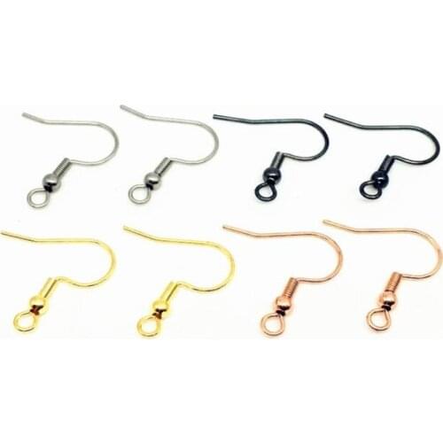 50pcs 316 Stainless Steel Hypoallergenic Earring Hooks Fish Earwire with Coil and Ball for Jewelry Making 20x18mm