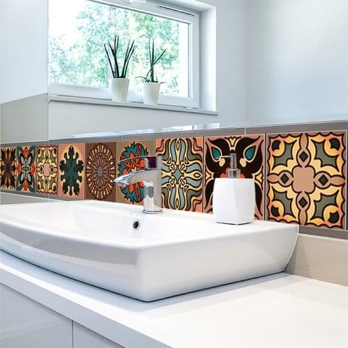 Brown Morac 3d Tile Ceramic Wall Sticker Kitchen Bathroom Toilet Mural Waterproof Room Decals Pvc Wallpaper Waist Line Rushed