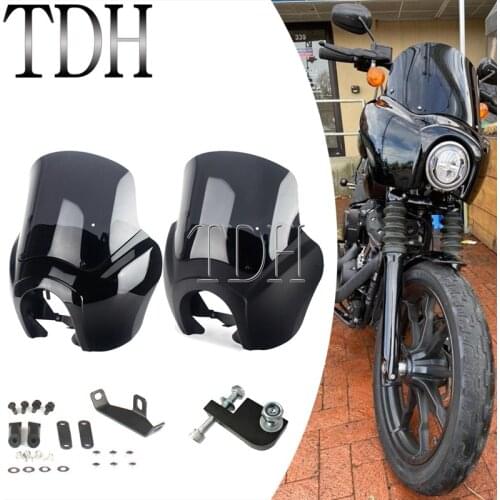 ABS Black Front Fairing Windshield 9" 12" 15" Headlight Cowl Mount Bracket Relocation Block for Harley Dyna Low Rider FXR FXD