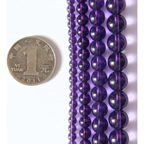 1 Strand Natural Stone Purple Amethysts Crystals Round Loose Beads 34 6 8 10MM Pick Size for DIY Jewelry Making Accessories