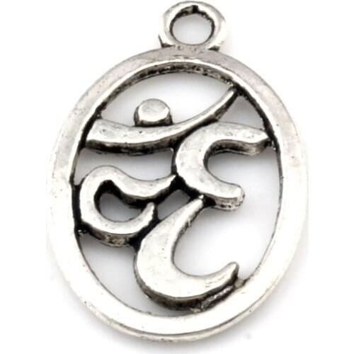 100 Pcs / lot Hot sell Double sided Yoga OM zinc alloy Charms pendants Jewelry DIY 22x14mm A-196