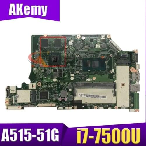Akemy Laptop motherboard For ACER Aspire A515-51G i7-7500U Mainboard LA-E892P SR341 N16S-GTR-S-A2 DDR4