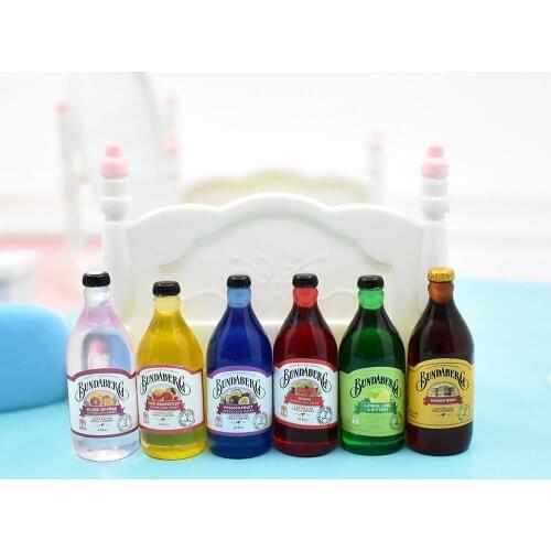 1/6 Mini Water Bottle Resin Juice Beer Bottle for Doll House Miniature Kids Gift Toys Home Decoration Accessories
