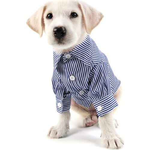 Fashion Pet Dog Red Blue Stripe Shirt Summer Clothes For Small Medium Puppy Dogs Clothing Cat Schnauzer Costumes French Bulldog