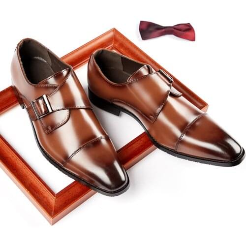 New Japanese Designer Vintage Men Casual Shoes Genuine Leather Formal Dress Wedge Loafers Wedding Business Work Oxfords Buckle