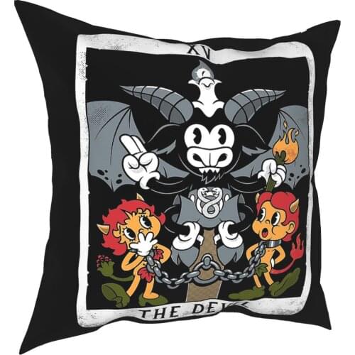The Devil XV Tarot Card Baphomet Throw Pillow Cover Polyester Cushions for Sofa Witch Occult Pagan Vintage Customized Pillowcase