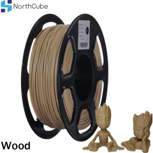 NORTHCUBE 3D Printer Wood Fiber PLA Filament 1.75mm 0.8KG/Roll Wooden Effects Similar Color Filament for 3D Printer