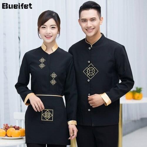 Fast Food Waiter Clothing Hotel Restaurant Catering Waiter Overalls Long-Sleeved Hot Pot Bakery Work Wear Kitchen Chef Jacket