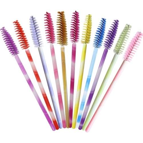 50 Pcs Disposable eyelash brush multicolor rod Mascara Wands brow brush portable eyelash comb Eyelash Extension Makeup tools