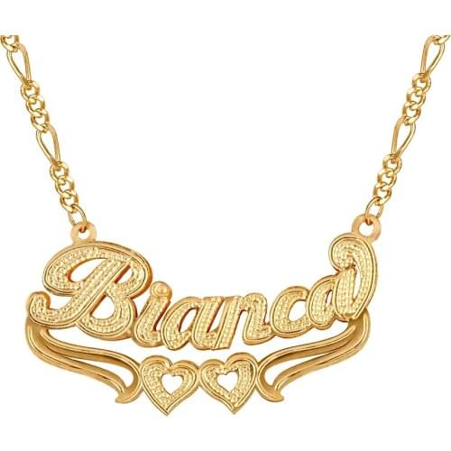 Personalized Name Necklaces Gold Double Plated Heart Name Necklace Customized Name Pendant For Women Girl Fashion Jewelry Gift