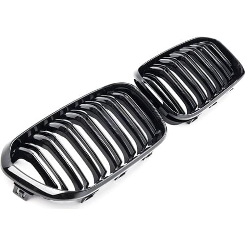 A Pair For BMW F20 F21 1 Series 2015-2018 Front Kidney Grill Grilles Car Stying Racing Grills Gloss Black Auto Accessories