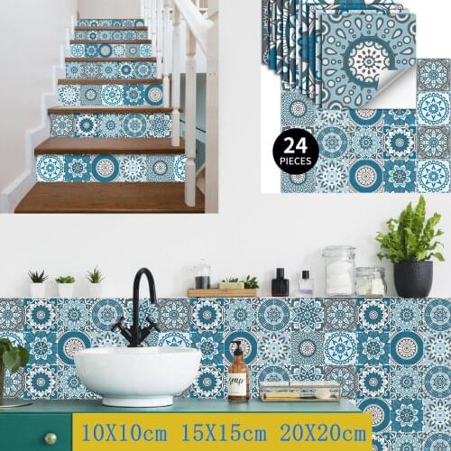 Mandala Pattern Tiles Wall Sticker Waterproof Peel and Stick Removable Wall Decals Bathroom Kitchen Home Renovation Art Mural