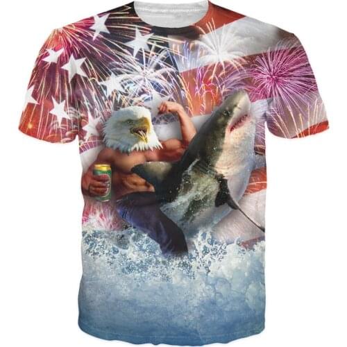 PLstar CosmosIn The Patriot American Bald Eagle 3D Print T Shirts Hipster Short Sleeve Summer StreetWear Tee Men Women