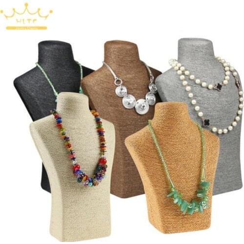 Pvc Wrapped Hemp Rope Portrait Neck Necklace Display Stand Jewelry Window Pendant Display Jewelry Stand Necklace Display Stand